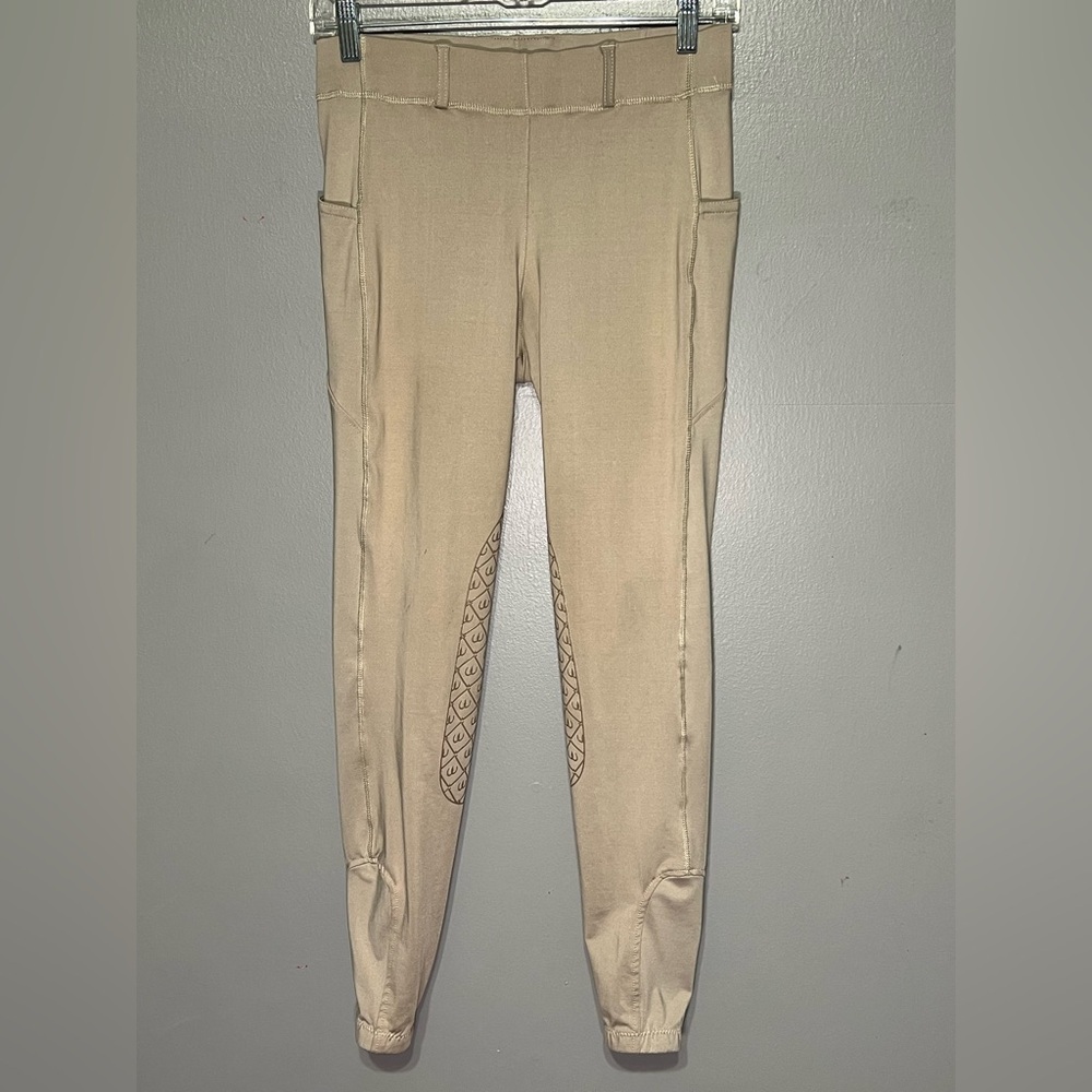 Ovation Tan Equestrian Riding Pants Tights with Silicone Grip Patch Size 28